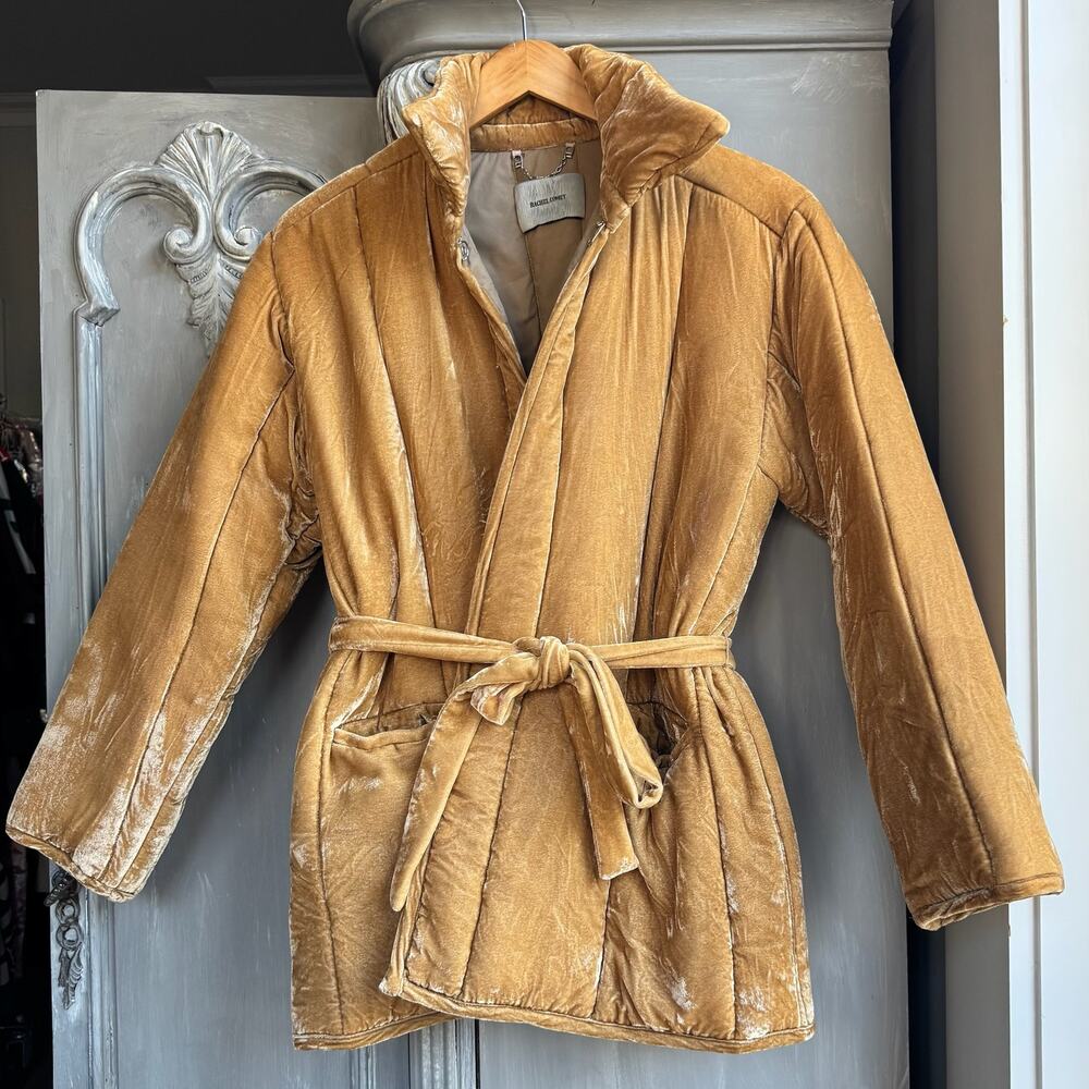 Rachel Comey Gold Velvet Herald Tie-Waist Coat | Size M